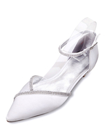 Brautschuhe aus Satin mit Kunstdiamanten Flach Pump im eleganten Stil