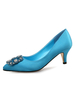 Brautschuhe aus Satin mit Kunstdiamanten und Kitten Heels Pump