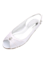 Brautschuhe aus Seide und Satin mit Falten Flach Pump im eleganten Stil