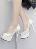Brautschuhe Frauen High White Peep Toe Pumps Spitze Plattform Stiletto Heels