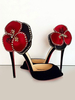 Brautschuhe mit Stilettos und Blumen-Deko in Schwarz