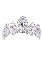 Bridal Tiara Silber Kristall Strass Floral Royal Hochzeit Kopfschmuck