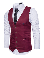 Burgund Herren Weste V Neck Regular Fit Formal Weste