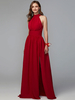 Burgunder Brautjungfernkleider Chiffon Ballkleid Spitze Ärmellose Plissee Hochzeitsgast Kleider Partykleid