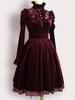 Burgunder Lolita Kleid Rüschen samt Kleid