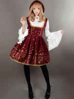 Burgunder Velvet Lolita Jumper Rock für Mädchen