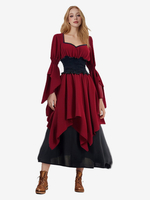 Burgunderrotes Retro-Kostümset Kleid Vintage-Kostüm aus dem 18. Jahrhundert