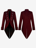 Burgunderrotes Vintage-Oberteil mit Retro-Knöpfen Mantel Retro-Kostüme für Männer