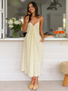 Buttergelbes ärmelloses gestreiftes langes Unterkleid für den Sommer 2025