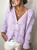 Caidigans für Frauen Violette Knöpfe Langarm Acrylpullover