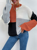 Camel Pullover Pullover für Frauen Paspel Farbblock Jewel Neck Lange Ärmel Übergroße Polyester Pullover