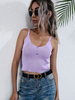 Cami Top für Frauen Ärmellose lila Asymmetrische Paspelknöpfe U-Ausschnitt Polyester T-Shirt