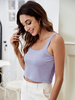 Cami Top für Frauen Ärmelloses Lavendel Irregular Piping Square Neck Polyester Sommer T-Shirt