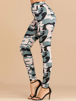 Camo Leggings Print Hoch taillierte Damen Skinny Pants