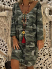 Camo T Shirt Kleid 2020 Lang Ärmel Eintauchen Etuikleid