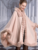 Cape Poncho Winterjacke Stehkragen rosa Poncho Layered-Pelz-Cape