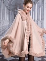 Cape Poncho Winterjacke Stehkragen rosa Poncho Layered-Pelz-Cape
