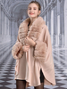 Cape Poncho Winterjacke Stehkragen rosa Poncho Layered Winter-Faux-Pelz-Cape
