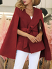 Cape Poncho Winterjacke V-Ausschnitt Red Bows Sash Wrap Cape