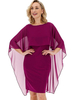 Carmine Partykleid für Mutter der Braut Jewel Neck Halbarm Chiffon Satin Stoff Scheide Knielange Hochzeitsgast Kleider