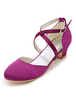 Champagne Blumenmädchen Pumpt Satin Schuhe Criss Cross Chunky Heel Hochzeitsschuhe für Blumenmädchen