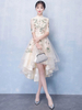 Champagne Cocktailkleider High Low Abendkleid Short Stehkragen Applique Graduation Party Dress