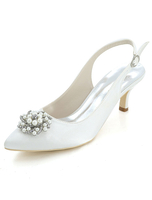 Champagne Hochzeit Schuhe Spitz Kitten Ferse Strass Perlen Pumps Braut Pumps