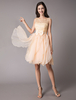 Champagne Homecoming Kleider Spitze Organza Bögen kurze Abendkleid