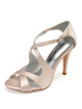 Champagner Brautjungfer Schuhe Satin offene Spitze Criss Cross Hochzeitsschuhe High Heel Brautschuhe