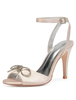 Champagner Brautjungfer Schuhe Satin Peep Toe Bow Ankle Strap Hochzeit Schuhe High Heel Brautschuhe
