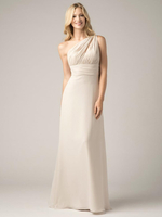 Champagner Brautjungfernkleider Chiffon Rückenfreies Gerafftes A-Linien-Maxikleid