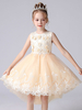 Champagner Farbe Blume Mädchen Kleider Juwel Hals ärmellose Blumen Kinder Partykleider Prinzessin Kleid