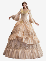 Champagner Retro Kostüme Damen Rüschen Marie Antoinette Kostüm Polyester Kleid Renaissance 18. Jahrhundert Kostüm