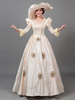 Champagner Retro Kostüme Rüschen Polyester Kleid Marie Antoinette Kostüm Damen Vintage Tunika Maskerade Ballkleid