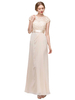Champagnerfarbe Brautmutterkleid Juwelenhals Kurzarm A-Linie Chiffon Spitze Knöchellange Gastkleider Für Hochzeit