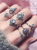 Chicer Ring in SilbernRing im schicken & modischen Style Metall Strass für Abend 7 Stk Set