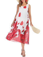 Chiffon Beach Kleid Übergroßes Sommerkleid Sommerkleid mit Blumendruck