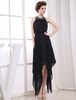 Chiffon Cocktailkleid Tee-Länge Halfter Strass Taille Falten a-line Abendkleid