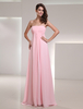 Chiffon Empire-Kleid für Hochzeit mit trägerlosem Design und Falten in Rosa; bodenlang
