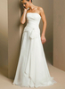 Chiffon Kleid trägerlos Plissee a-Linie bodenlang Braut Günstiges Brautkleid mit Schärpe