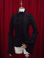 Chiffon Lolita Bluse Lange Hime Ärmeln Stehkragen Rüschen Schnüren