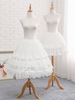 Chiffon Lolita Petticoats Geschichtete Rüschen Spitzenbesatz Krinoline Verstellbares Weißes Lolita Unterrock