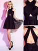 Chiffon Mini-Kleid mit Cutouts in Schwarz