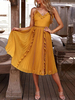 Chiffon Skater Kleider Frauen Träger Hals Ärmellose Plissee Passform und Flare Kleid