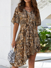 Chiffon-Sommer-Kleid-Schlange Print Short Sleeve V-Ausschnitt-Strand-Kleid