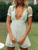 Chiffon Sommerkleid V-Ausschnitt Button Beach Kleid