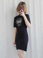 Chinesisch Style Lolita OP Kleid Print Chiffon schwarz Lolita einteiliges Kleid