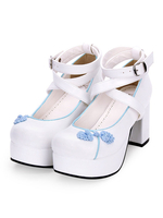 Chinesische Art Lolita beschuht Stickerei Riemchen-klumpige Absatz-Lolita-Pumpen