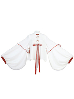 Chinesische Art Lolita Blusen Ukiyoe Weiß Langarm Schnür Lolita Top
