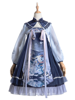 Chinesische Art Lolita JSK Kleid Einhorn Schleifen Lolita Pullover Röcke